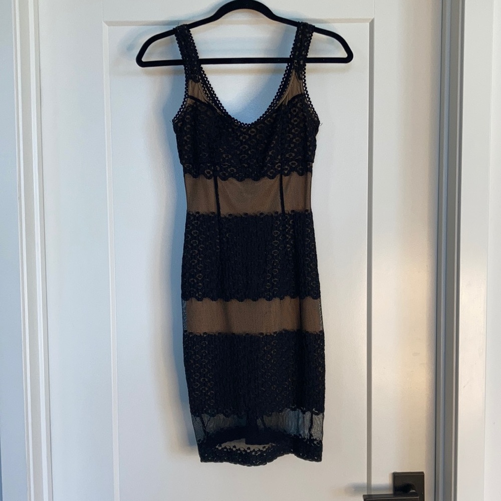 Mystic Black and Tan Mesh Dress. Size S